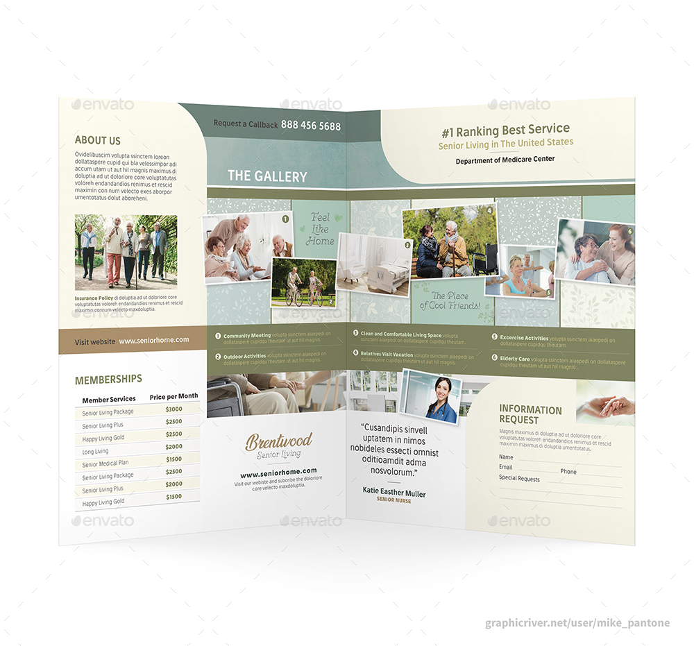 Nursing Home Bifold Halffold Brochure 2 By Mikepantone Graphicriver